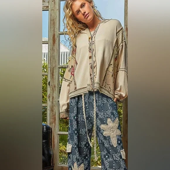 Pol Floral Patchwork Hoodie In Size Small. - Picture 13 of 15